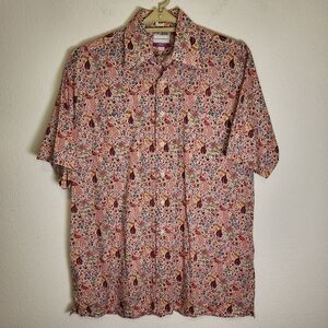 Maus & Hoffman Liberty Peacock Floral Print Button Down Shirt size Medium
